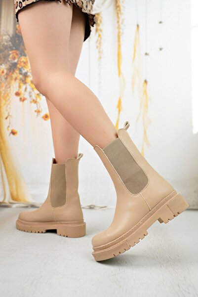 camaiore Yandan Lastikli Nude Renk Hafif Tabanlı Kadın Bot