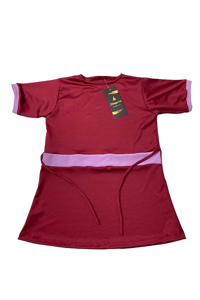 MİRASWİM GIRL'S SWIMSUIT HALF SLEEVE TIGHTS Claret Red-LILA