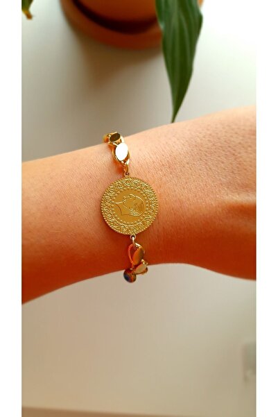 Opia JEWELRY Çelik Arpa Zincir Altın Çeyrekli Bileklik