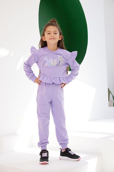 Little Star Girl's Ruffle Detailed Music Sweatshirt