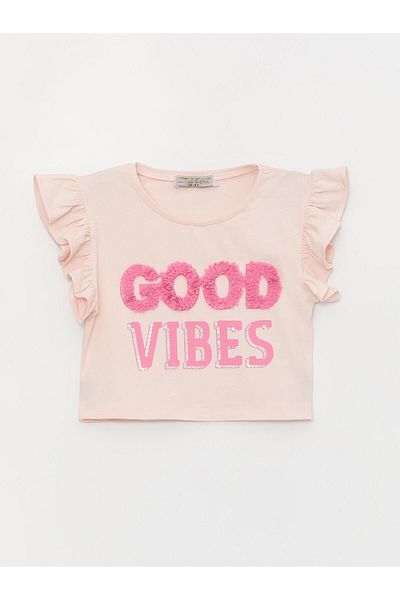 Little Star Girl's Ruffled Good Vibes T-Shirt
