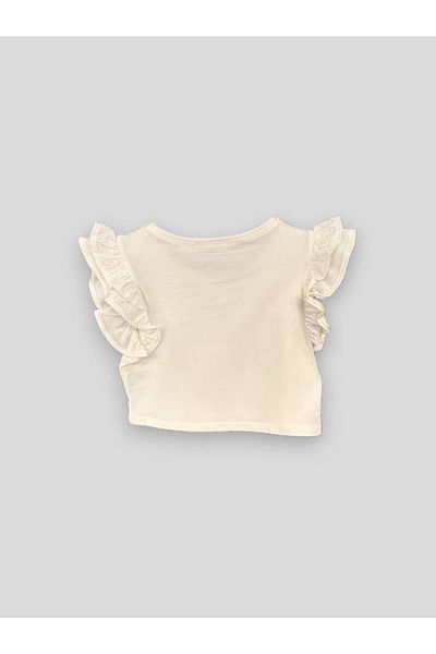 Little Star Girl's Lace Ruffled Sleeve Detailed T-Shirt