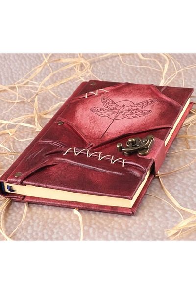 GUETTA Caiet de amintiri zilnic din piele naturală realizat manual Şamua Paper Dragonfly