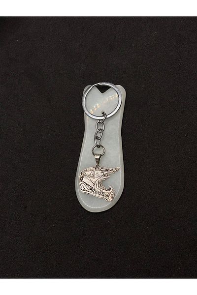 Es Silver Cross downhill enduro Helmet Keychain 925 Sterling Silver, Custom Name with date plate etc written on the Back