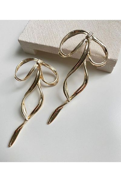 MISS BRIGHT Bow Gold Pendant Earrings