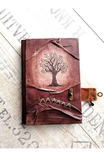 GUETTA Handmade Genuine Leather Daily Scrapbook Shamua Paper Tree