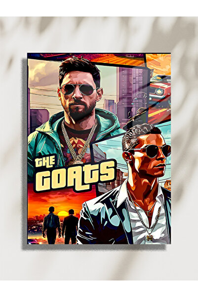 PesArtHome Cristiano Ronaldo & Messi The Goats HD Metal Poster Tablo