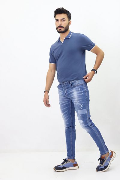 GZT TEKSTİL Blugi pentru bărbați de înaltă calitate - picior subțire, talie normală (9509)