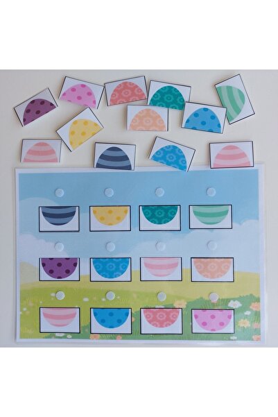 Etkinlik ve çocuk Renkli Yumurtaların Yarısını Tamamlama Etkinliği