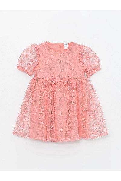 LC Waikiki Crew Neck Lace Dress for Baby Girl - Short Sleeve