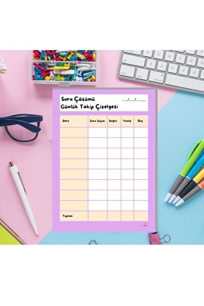 coloridea LGS TYT KPSS Soru Çözümü Günlük Takip Çizelgesi A5 A5 (14x21 cm)