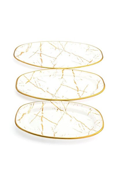 GÜRCÜGLASS Mermer Desen Oval Kayık