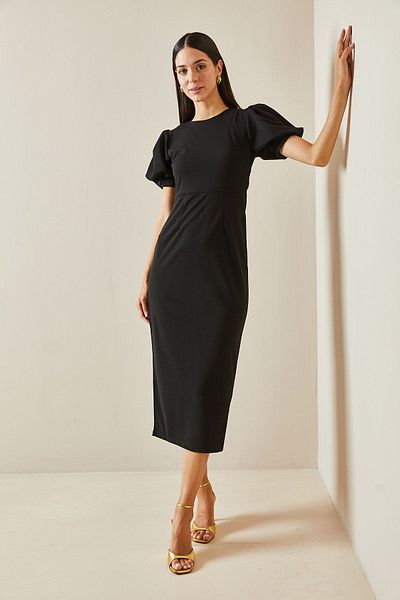 XHAN Black Basic Dress with Back Detail - 5YXK6-48771-02
