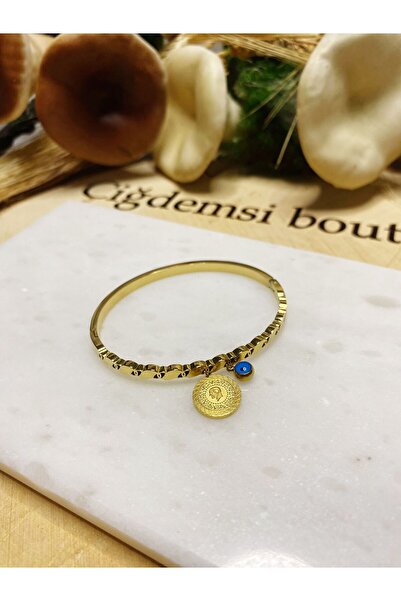 Çiğdemsi boutique 316L Çeyrekli Gold Kelepçe Bileklik