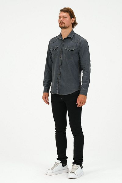 Catto Peak Slim Fit Denim Pocket Shirt