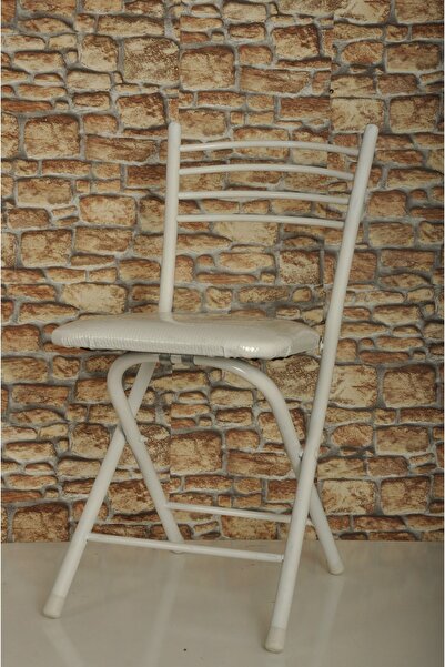 AKK TİCARET Katlanır Beyaz Profil Mutfak Balkon Bahçe Sandalyesi