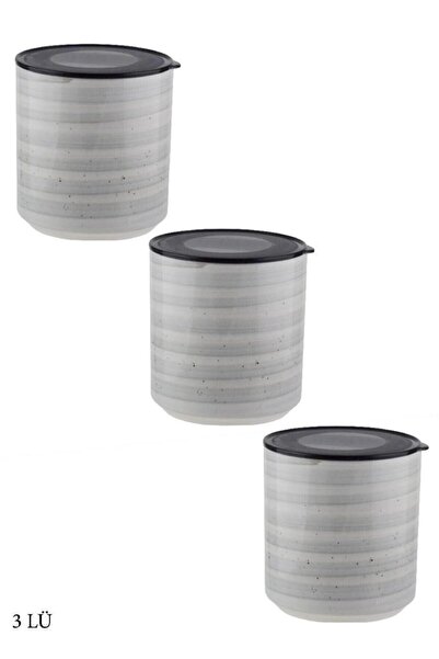 Güntem 3'lü Silindir Kavanoz Seramik 12x12 cm