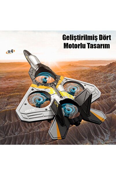 Gepettoys Sünger Gövde 2.4GHz Uzaktan Kumanda LED Işıklı Jet Uçak Drone Başlangıç Seviye Yerçekimi Sensörlü
