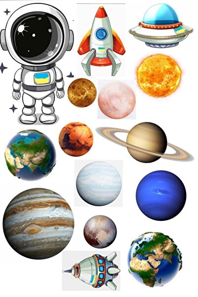 Pastdizayn Uzay Gezegen Şekerli Kağıda Baskı Pasta Üstü Resim Pasta Baskı