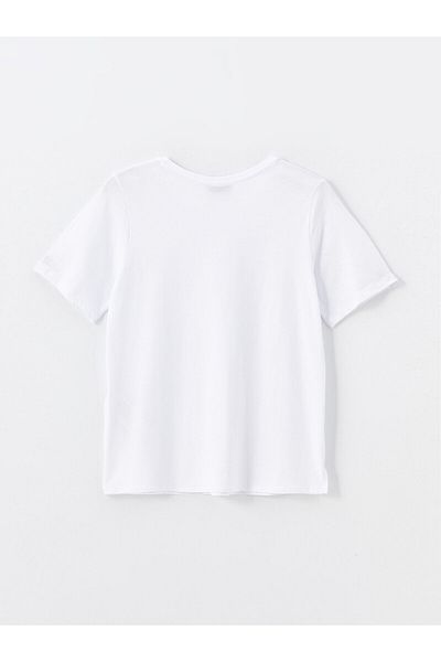 LC Waikiki LCW Damenbluse – Rundhalsausschnitt, Spitzendetail, kurze Ärmel