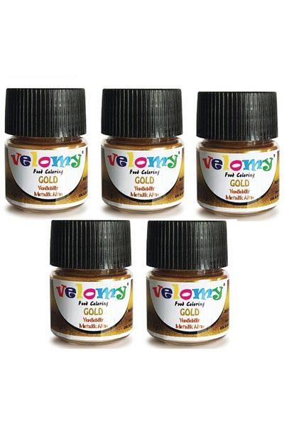 velomy 5 قطع طلاء مسحوق ذهبي معدني صالح للأكل طلاء ذهبي مذهّب طلاء طعام ذهبي 4 جرام * 5 قطع