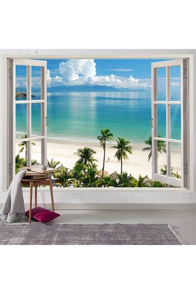GREENDECOR Beach Sea Palm Cloud Wall Covering Wall Tapestry Wall Art Wall Decoration Decorative