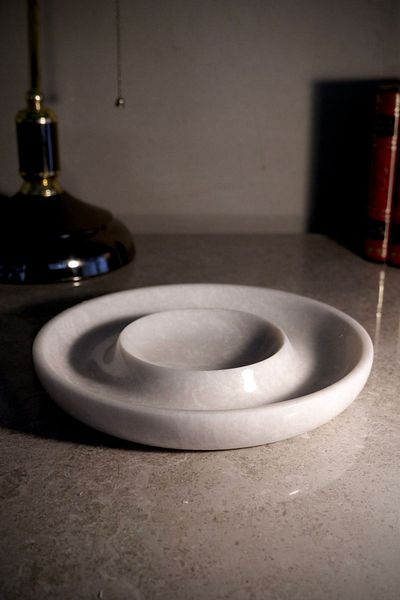 Marbel Concept Milas Pearl Handmade Marble Snack Bowl Presentation 22 cm Diameter