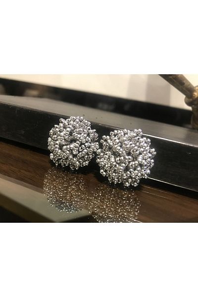 ArsenDesign New Year's Silver Big Ball Earrings