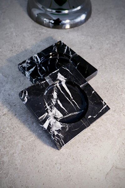 Marbel Concept Siyah Mermer Kül Tablası Küllük 2 cm x 12 cm x 12 cm