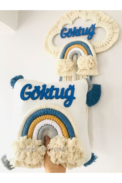 renkli mi renkli tasarım dünyası Makrome Isimli Kapı Süsü Ve Yastık Takımı Seti