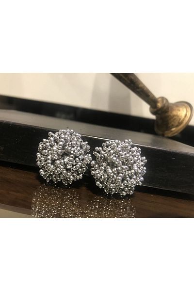 ArsenDesign New Year's Silver Big Ball Earrings