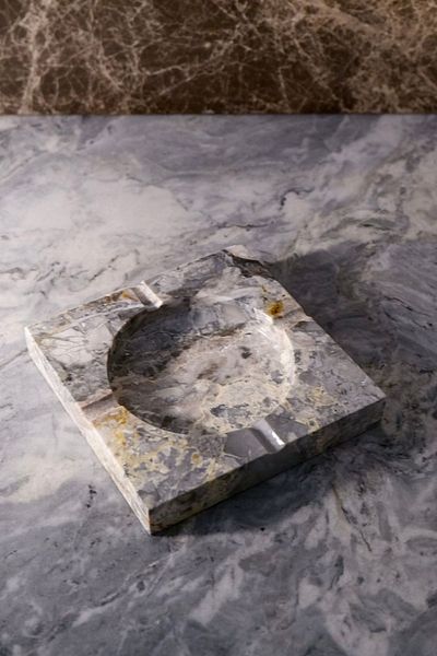 Marbel Concept Special Gray Marble Ash Tray - Ashtray (12 Cm X 12 Cm X 2 Cm)