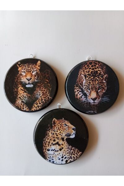 ZeyMin Art Leopar Temalı 3 lü Duvar Süsü