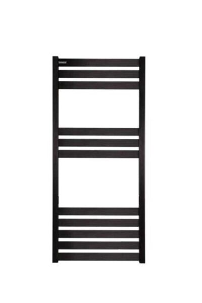 ULUMAK Mat Siyah Alüminyum Havlupan 50*110 Cm Termorad Petsa Slim +2 Adet Radyatör Havlupan Vanası Siyah Ma