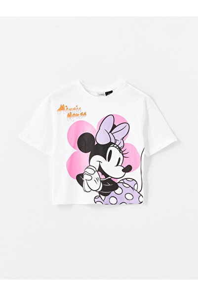LC Waikiki Minnie Mouse Printed - Dívčí tričko s krátkým rukávem Crew Neck