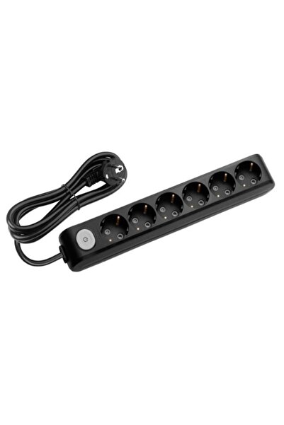 VİKO Multi-Let Hexagonal 6-Flag 1-Meter Grounded Switched Group Black Socket