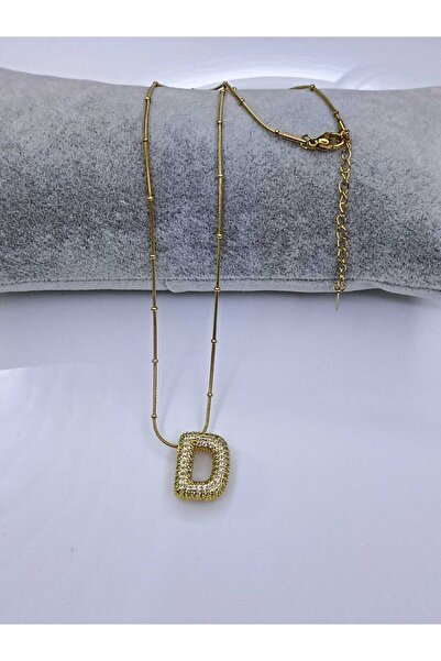 Çelik D HARFLİ ZİRKON TAŞLI BUBBLE KOLYE %100 KARARMAZ PASLANMAZ