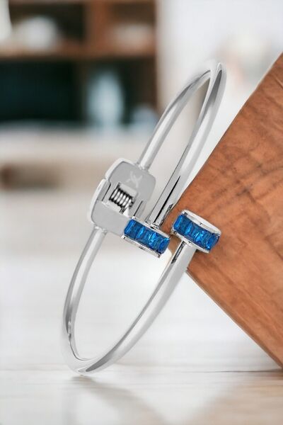 Daniel Klein Stainless Steel Women's Bracelet - Silver Color, Handcuffs Model DKKBLK2005C3