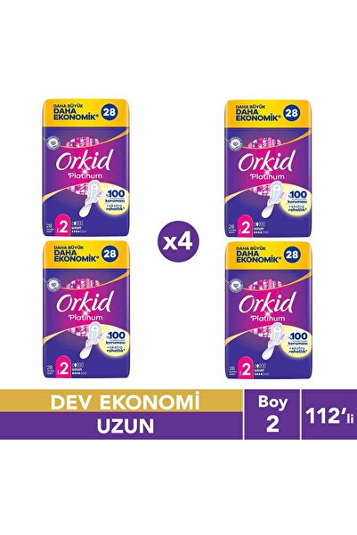 Orkid Platinum Uzun (boy 2) 28 Adet Hijyenik Ped 4 Adet