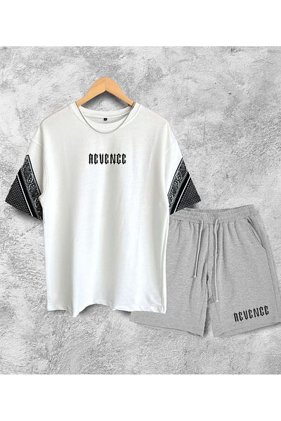 viperkombin 2-Piece Combination Sleeve Printed Oversize T-Shirt and Shorts