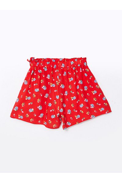LC Waikiki LCW Floral Patterned Elastic Waist Shorts for Baby Girl
