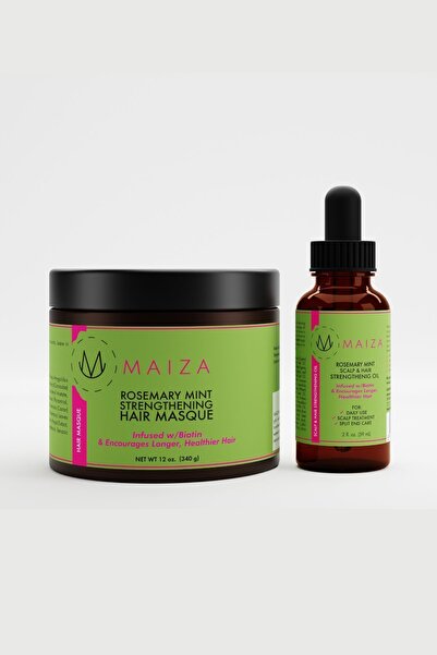 MAİZA Biberiye Nane Güçlendirici Saç Bakım Seti - Saç Bakım Maskesi - Saç Bak...