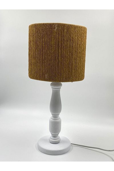 sgeteknoloji Modern White Wooden Lampshade - Wicker Braided