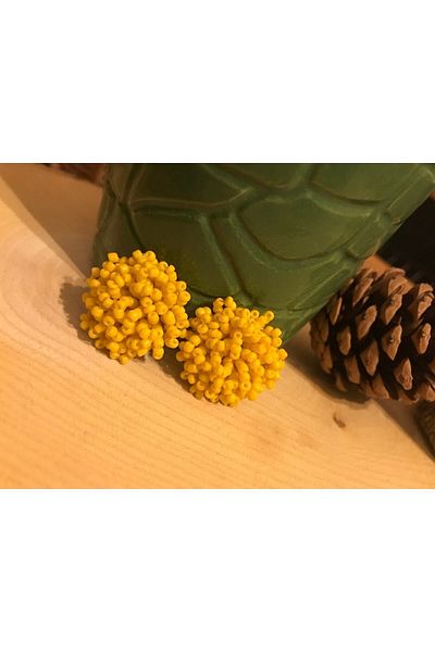 ArsenDesign Dark Yellow Sand Beaded Large Ball Earrings