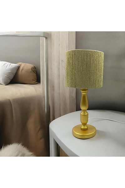 sgeteknoloji Modern Gold Color Wicker Braided Wooden Lampshade