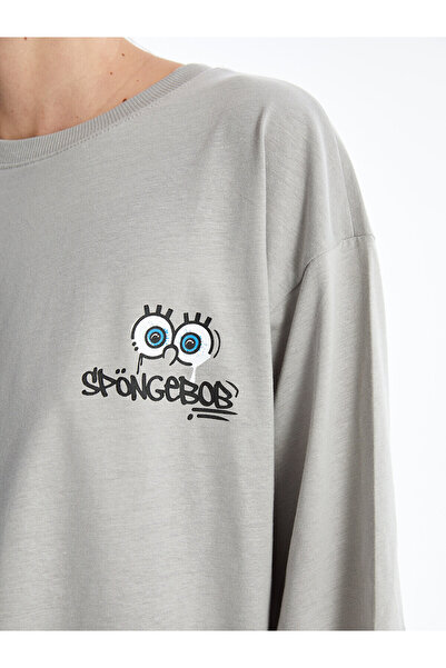 LC Waikiki LCW Oversize-T-Shirt für Damen – Rundhalsausschnitt, Sponge Bob-Aufdruck, kurze Ärmel