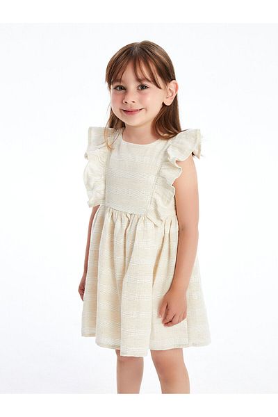 LC Waikiki LCW Baby Girl's Crew Neck Sleeveless Linen Blend Dress