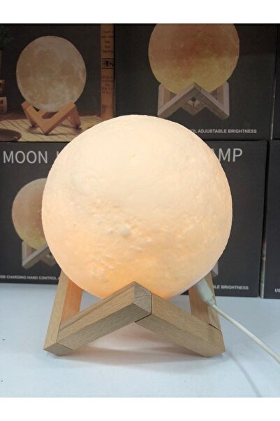 cosy home gift 3d Standlı Ay Gece Lambası Sarjlı Büyük Boy Elektirikli Renk Değiştirme Dekoratif Küre Led