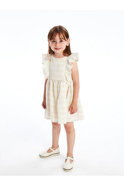 LC Waikiki LCW Baby Girl's Crew Neck Sleeveless Linen Blend Dress