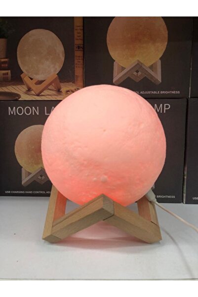cosy home gift 3d Standlı Ay Gece Lambası Sarjlı Büyük Boy Elektirikli Renk Değiştirme Dekoratif Küre Led